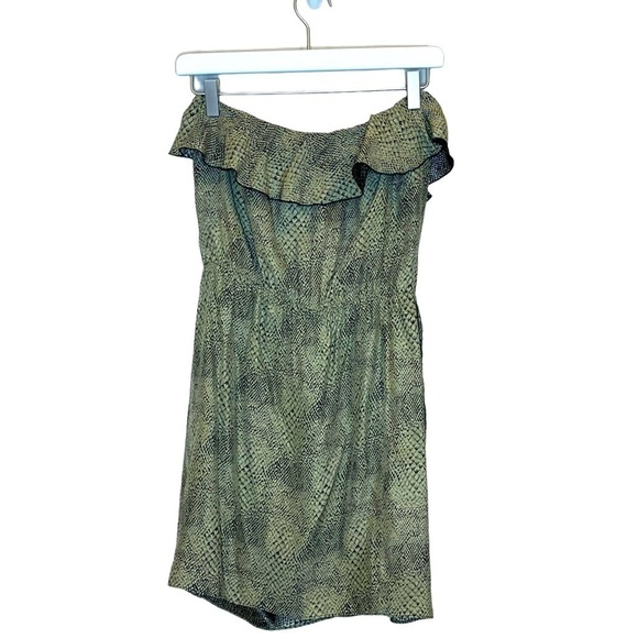 AMANDA UPRICHARD Silk Green/Black Strapless Joan Dress - Picture 1 of 3